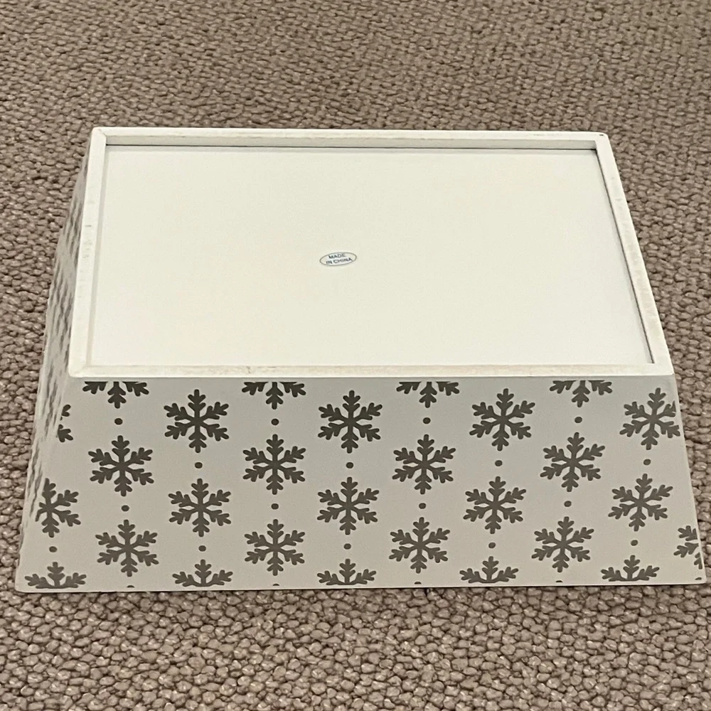 White and Silver Snowflake Tray/Storage Bin - Perfect for the Holidays!